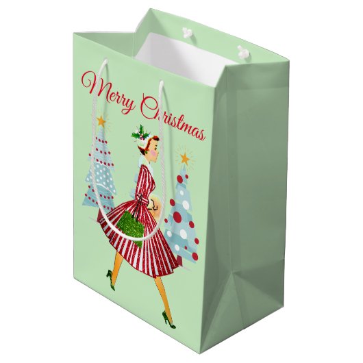 1950 Weihnachtsfrau Mittlere Geschenktüte (Rückseite Schrägansicht)