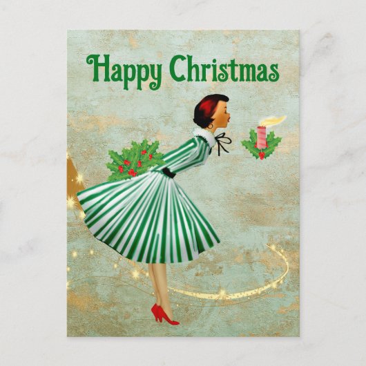 1950 Weihnachtsfrau Postkarte (Vorderseite)