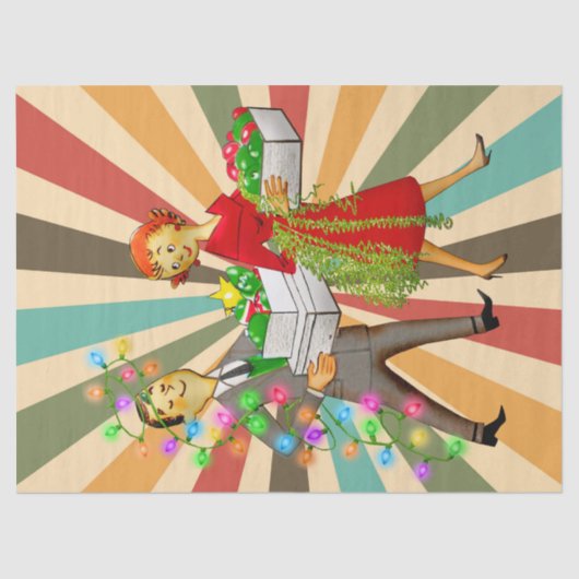 1950 Weihnachtskuppel mit Retro-Hintergrund Seidenpapier (Vorderseite)