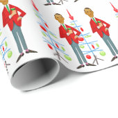 1950 Weihnachtsmann mit Weihnachtsbaum Geschenkpapier (Rolleneckpunkt)