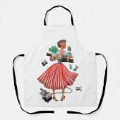 1950 Weihnachtsweihnachtskarte Lady Holiday Card Schürze (Vorderseite)