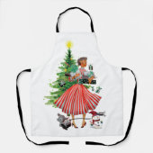 1950 Weihnachtsweihnachtskarte Lady Holiday Card Schürze (Vorderseite)