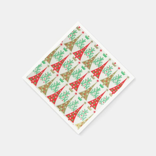 1950er Cartoon Weihnachtsbaum Cocktail Napkins Serviette (Ecke)