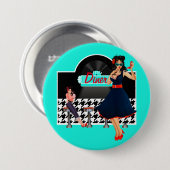 1950er Diner aquamarines schwarz-weißes Retro Button (Vorne & Hinten)
