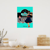 1950er Diner aquamarines schwarz-weißes Retro Poster (Küche)