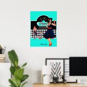 1950er Diner aquamarines schwarz-weißes Retro Poster (Heimbüro)