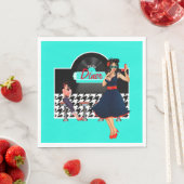 1950er Diner aquamarines schwarz-weißes Retro Serviette (Beispiel)