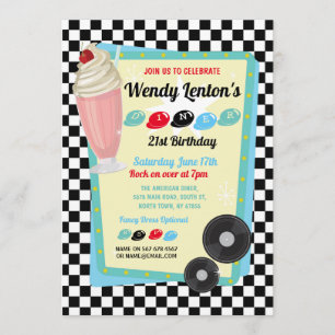 1950er Diner Birthday Milkshake Fifties Einladung
