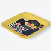 1950er Diner gelb, schwarz und weiß kariert Pappteller (Gewinkelt)