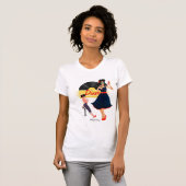 1950er Diner gelb, schwarz und weiß kariert T-Shirt (Vorne ganz)