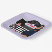 1950er Diner Lavendel schwarz-weiß kariert Pappteller (Gewinkelt)