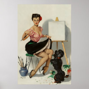 1950er Elvgren Pin-Up-Hundeposter Einige Hilfe Für Poster