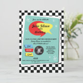 1950er Geburtstag Fünfzig Retro Rock'n'Roll laden Einladung (Stehend Vorderseite)