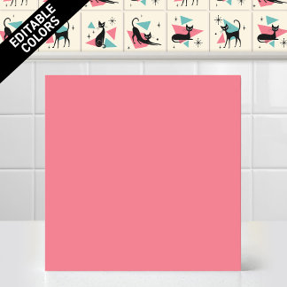 1950er Jahre Atomic Retro Katze, editierbare rosa Fliese