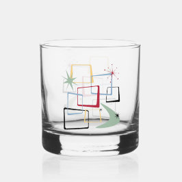 1950er Jahre Atomic Squares Stars Boomerang Mitte  Whiskyglas