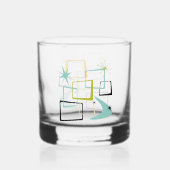 1950er Jahre Atomquadrate Stars Boomerang Midjahrh Whiskyglas (Rückseite)
