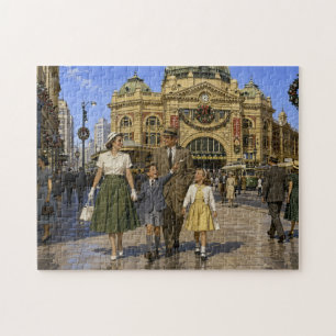 1950er Jahre Aussie Weihnachten Flinders Street St Puzzle