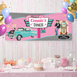 1950er Jahre Diner Retro Auto Geburtstagsparty Soc Banner