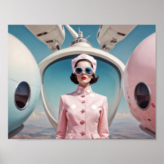 1950er-Jahre Gastgeberin für Retro Futurismus in R Poster