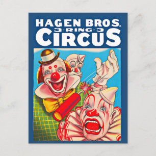 1950er Jahre Hagen Brothers Circus Plakat Postkarte