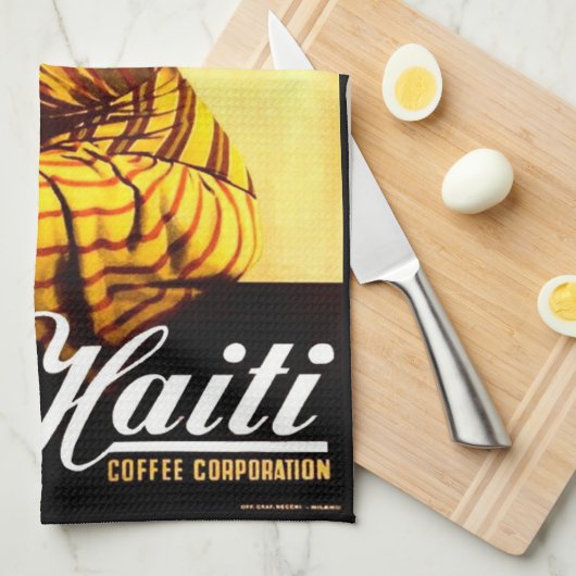 1950er-Jahre Haiti Coffee Corporation und Geschirrtuch (Viertel Falte)