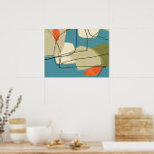 1950er Jahre Mittelalter Modernes Abstraktes Blau Poster (Küche)