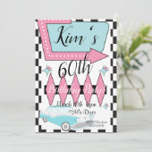 1950er Jahre Retro-Geburtstag, jedes Alter, Einladung (Stehend Vorderseite)