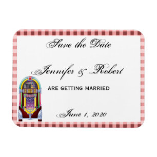 1950er Jahre Vintage-Jukebox Save-the-Date-Karte Magnet