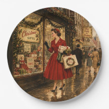 1950er London Mode Vintage Weihnachtseinkauf
