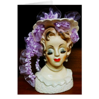 1950er MCM Schönheitshut Lila Bänder Lady Kopfvase