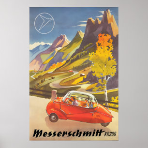 1950er Messerschmitt KR200 Autoplakat Vintage Poster