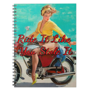 1950er Motorrad Mädchen von Gil Elvgren Notizblock