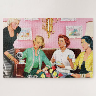 1950ER NACHMITTAGSTEE VINTAGE-KUNST PUZZLE