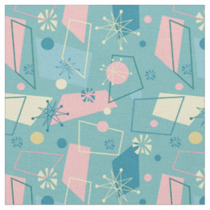 1950er Retro-Atom-Pastell-Muster Stoff
