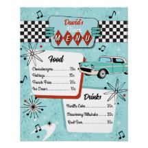 1950er Retro-Diner-Menü