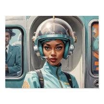 1950er Retro-Futurismus Schwarze Frau in Plexiglas