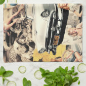 1950er Retro Mädchen Collage Geschirrtuch (Gefaltet)