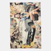 1950er Retro Mädchen Collage Geschirrtuch (Vertikal)