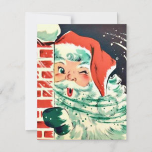 1950er Retro Vintage Weihnachten Santa Zwinkernd