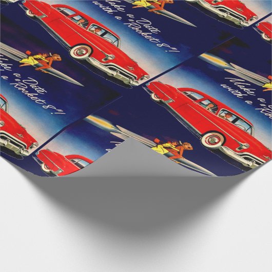 1950er: Treffen Sie ein Datum mit Rakete 8 Geschenkpapier (Ecke)