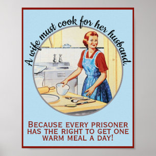 1950er Vintage Lustige Frau muss für Ehemann koche Poster