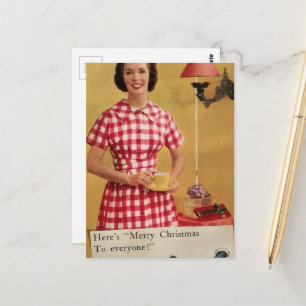 1950er Weihnachts-Lady-Collage-Postkarte Postkarte