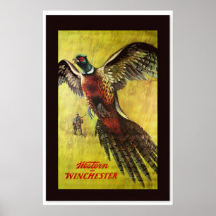 1950er Western Winchester Fasanenjagd Vintage Poster