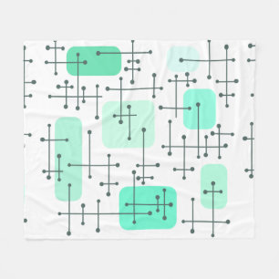 1950s Eames Era Art Crosshairs Mint green Fleecedecke