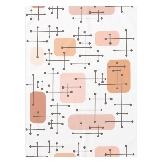 1950s Eames Era Art Crosshairs Orange Tischdecke (Vorderseite)