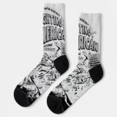 1950's 'Fighting American' Action Comic Socks Socken (Linkes Detail)