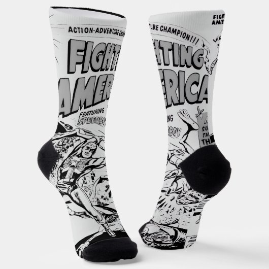 1950's 'Fighting American' Action Comic Socks Socken (Gewinkelt)