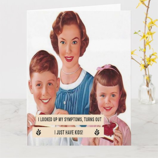 1950s Housewife Looks Up Symptoms Karte (Gelbe Blume)