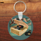 1950s portable record player ad schlüsselanhänger (Vorderseite)