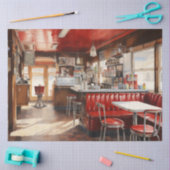 1950s Retro American Diner Watercolor Seidenpapier (Basteln)